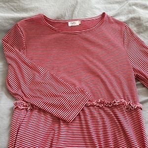 Red stripe long sleeve midi dress, size L